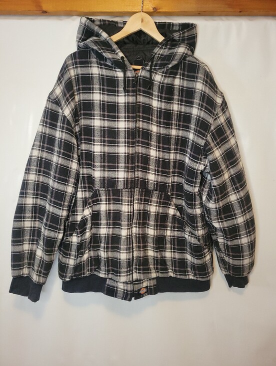 Dickies Other - Dickies Black & White Plaid Hooded Quilted Bomber Jacket
